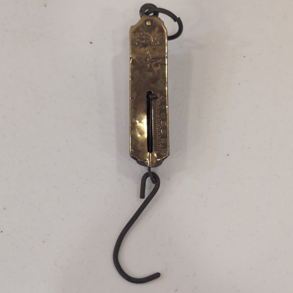 Vintage PS & W Co.‎ Brass Hanging Scale 25 lb Star Antique 8.5 inch 1890-1910 - Picture 3 of 10